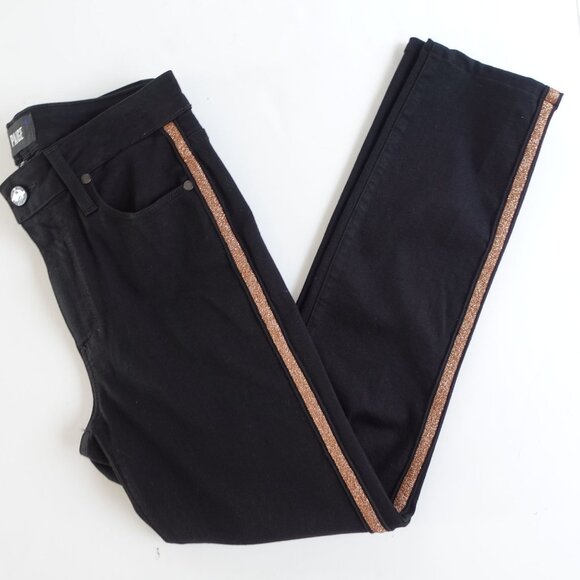 Paige Hoxton Black High Rise  Skinny Ankle Jean Sz 27  Tux Stripe - Picture 1 of 8